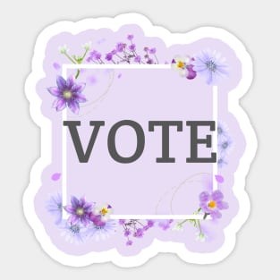 VOTE Purple Flower Unique Floral Vote Artwork Sticker